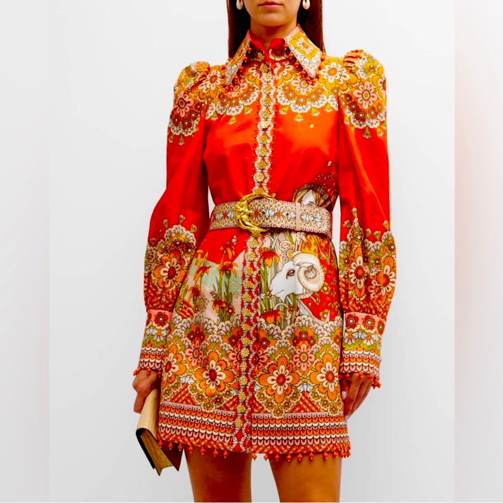 Zimmermann Kaleidoscope Aries Printed
Shirt Dress Size 0 Fit 4 Brande new